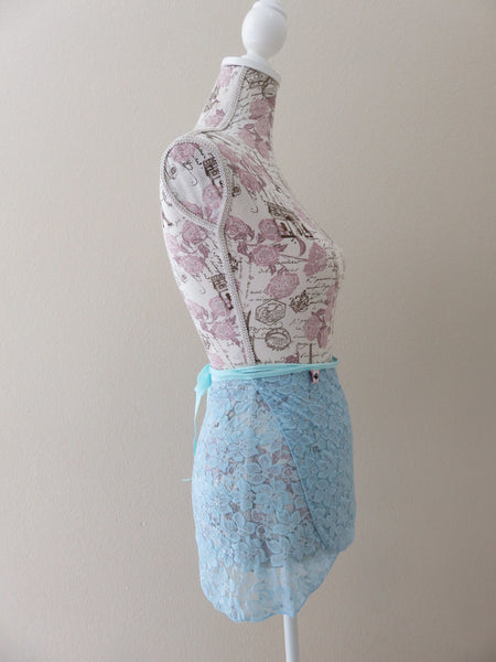 Sky blue & sequin lace wrap skirt for both kids & adults