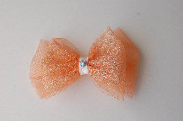 Orange tull ribbon hair clip/brooch