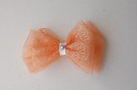 Orange tull ribbon hair clip/brooch
