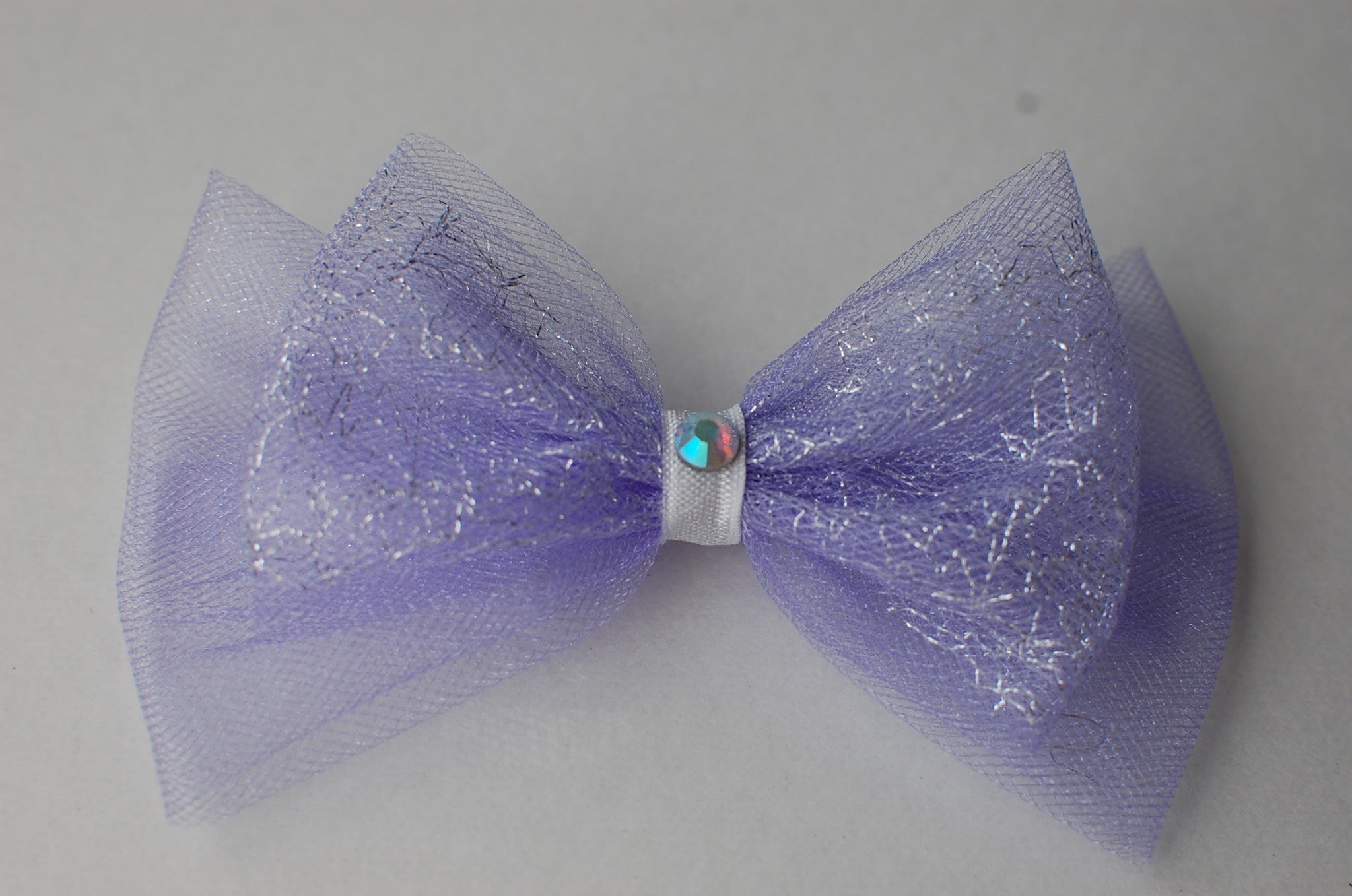 Purple tull ribbon hair clip/brooch