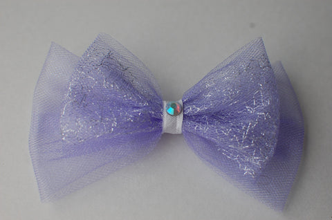 Purple tull ribbon hair clip/brooch