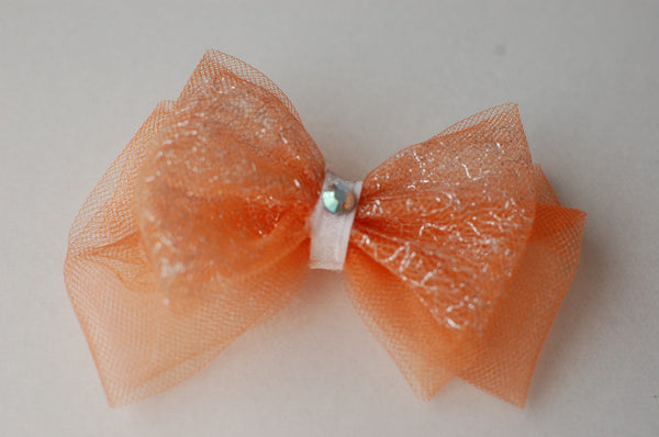 Orange tull ribbon hair clip/brooch