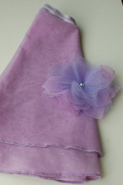 Purple flower hair clip/brooch with purple dot fabric