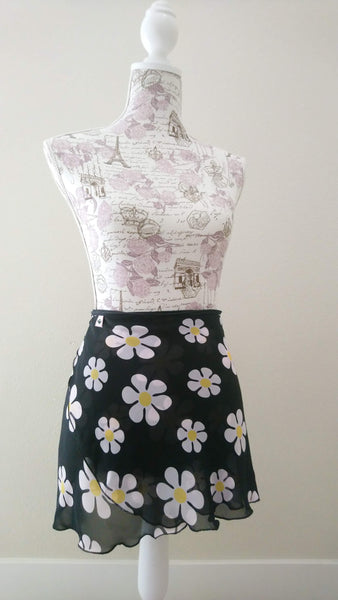 Daisies in black wrap skirt for both kids & adults