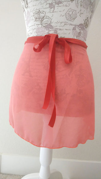 Coral Georgette wrap skirt for both kids & adults