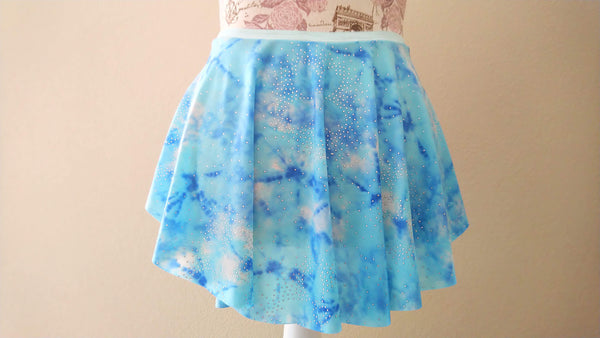 【Blue tie-dye marble】Pull-on skirt