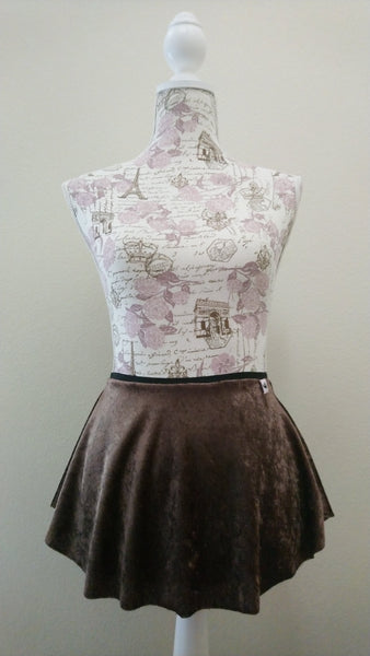 Crushed Brown Velvet pull-on skirt