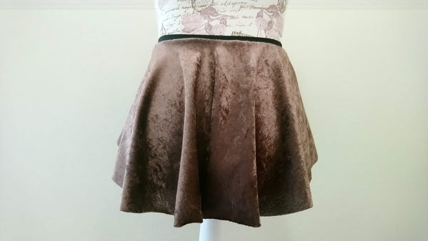 Crushed Brown Velvet pull-on skirt