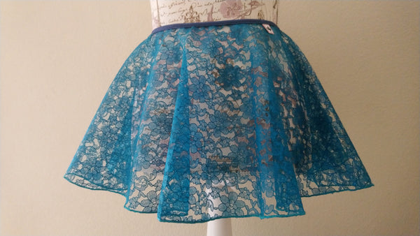 Aqua Blue lace flowy pull-on skirt