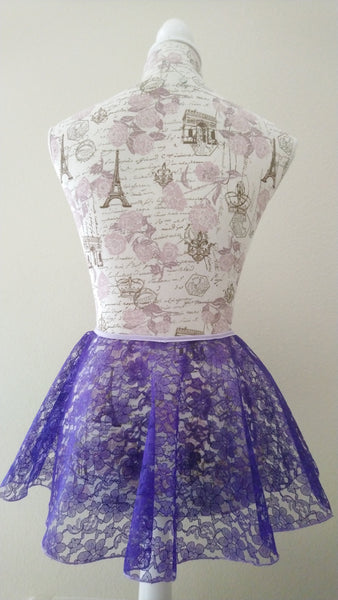 Purple lace flowy pull-on skirt