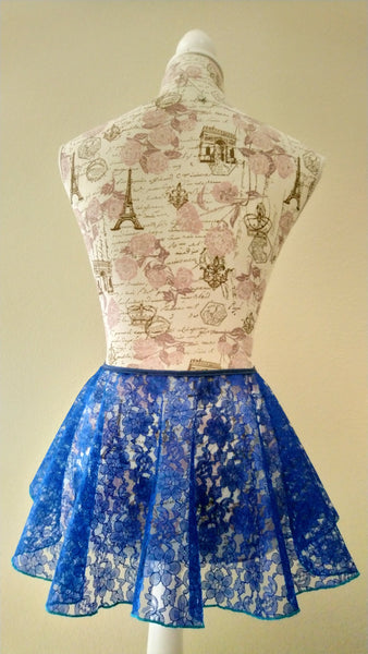 Royal Blue lace flowy pull-on skirt