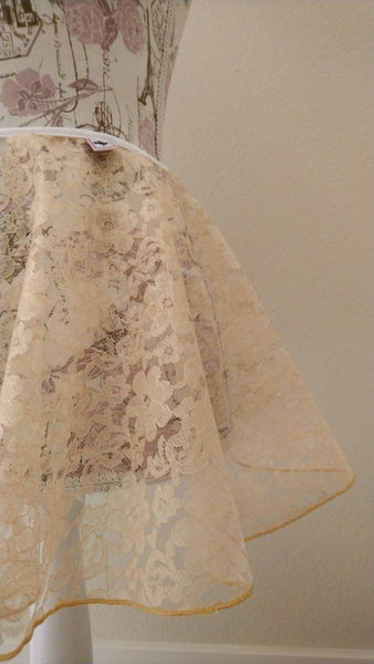 Champagne Gold lace flowy pull-on skirt