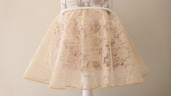 Champagne Gold lace flowy pull-on skirt