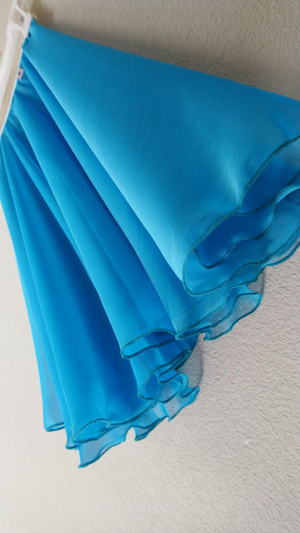 【 Iridescent sky blue Chiffon】Rehearsal long flowy skirt