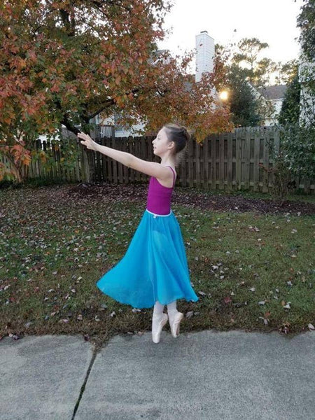 【 Iridescent sky blue Chiffon】Rehearsal long flowy skirt