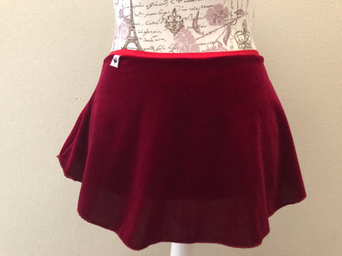 【Wine Red】Velvet pull-on skirt