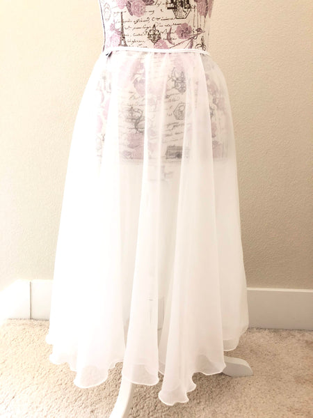 【Silky White】Rehearsal long flowy skirt