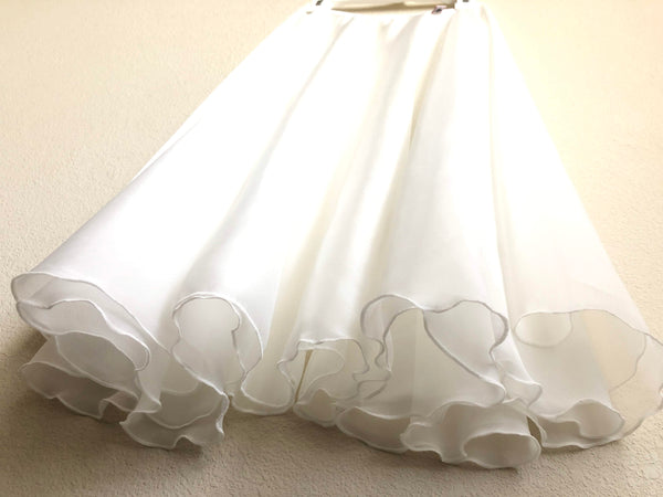 【Silky White】Rehearsal long flowy skirt