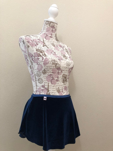 【Navy Blue】Velvet pull-on skirt