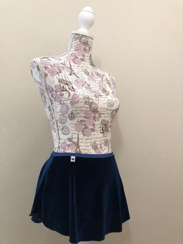 【Navy Blue】Velvet pull-on skirt