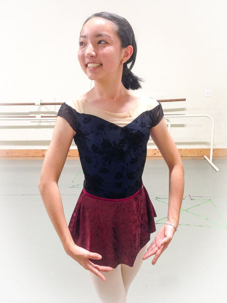 Crushed Burgundy Velvet pull-on skirt