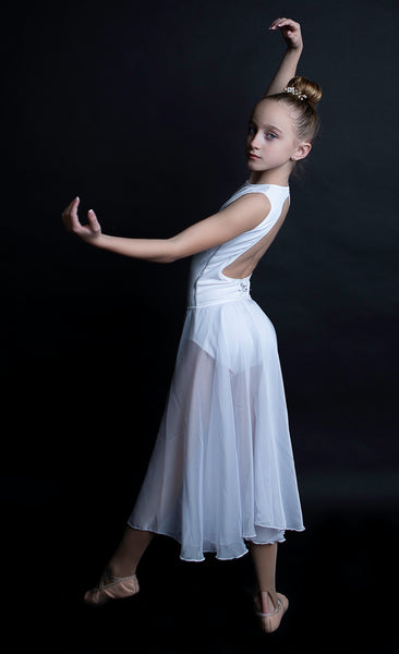 【Silky White】Rehearsal long flowy skirt