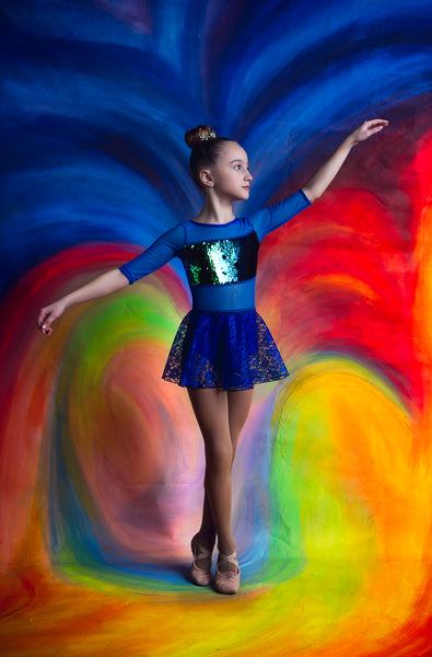 Royal Blue lace flowy pull-on skirt